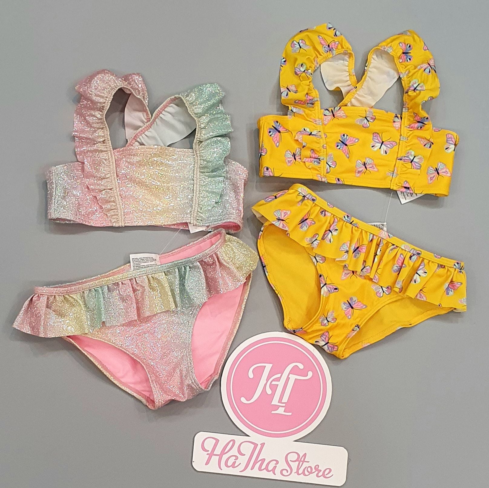  (6Y) Bộ bơi Hờ&M vàng bướm bé gái 