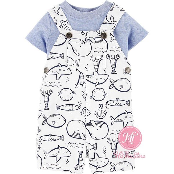  Yếm quần C4RTER trắng cá bé trai 