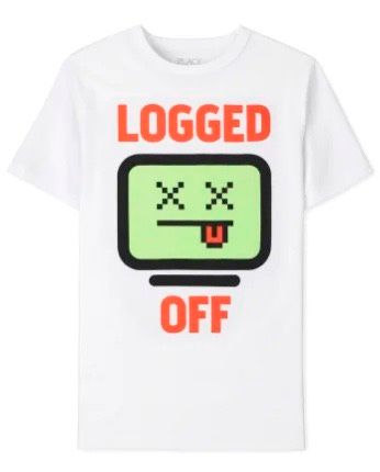  (8Y) Áo thun PL4CE trắng logged off bé trai 