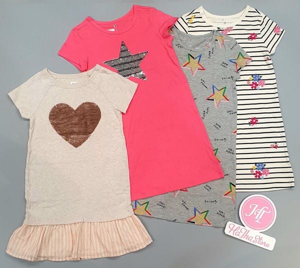  (L) Đầm thun G4P be cầu vồng bé gái 