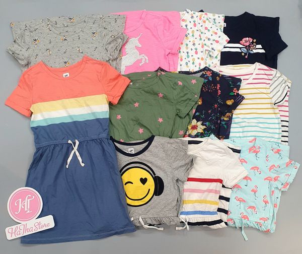  (M) Đầm thun G4P hồng ngựa kim sa lật bé gái 