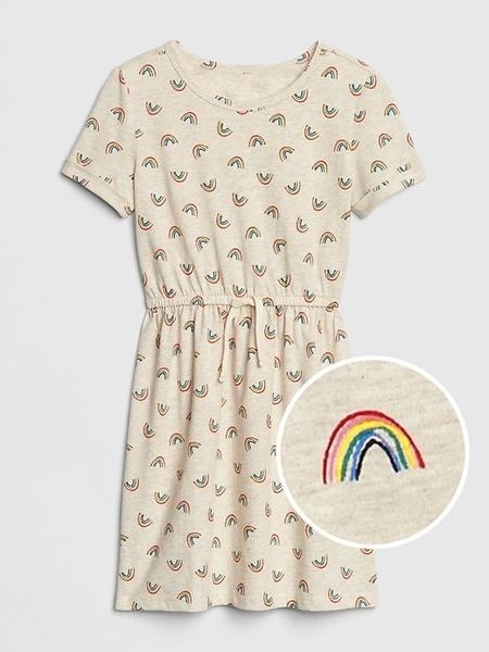  (L) Đầm thun G4P be cầu vồng bé gái 