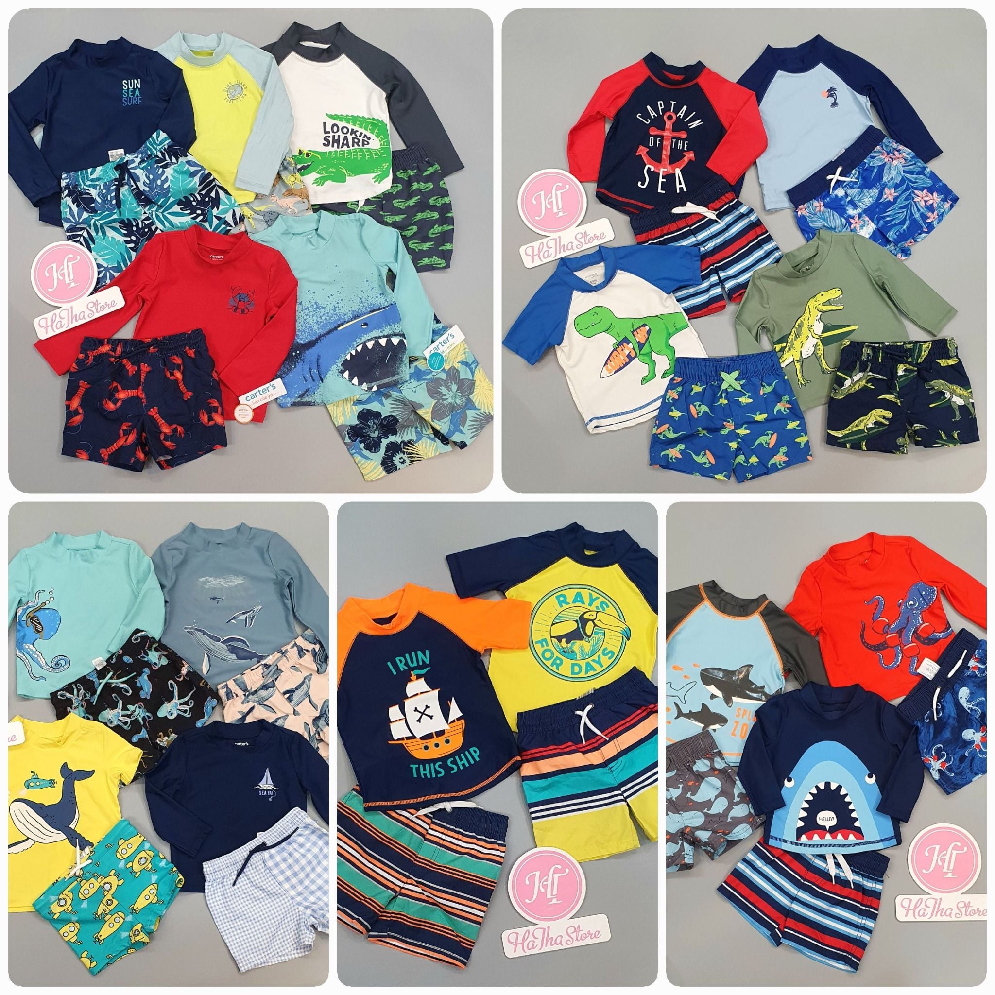  (3Y) Bộ bơi C4RTER xanh đen sun sea surf bé trai 13-15kg 