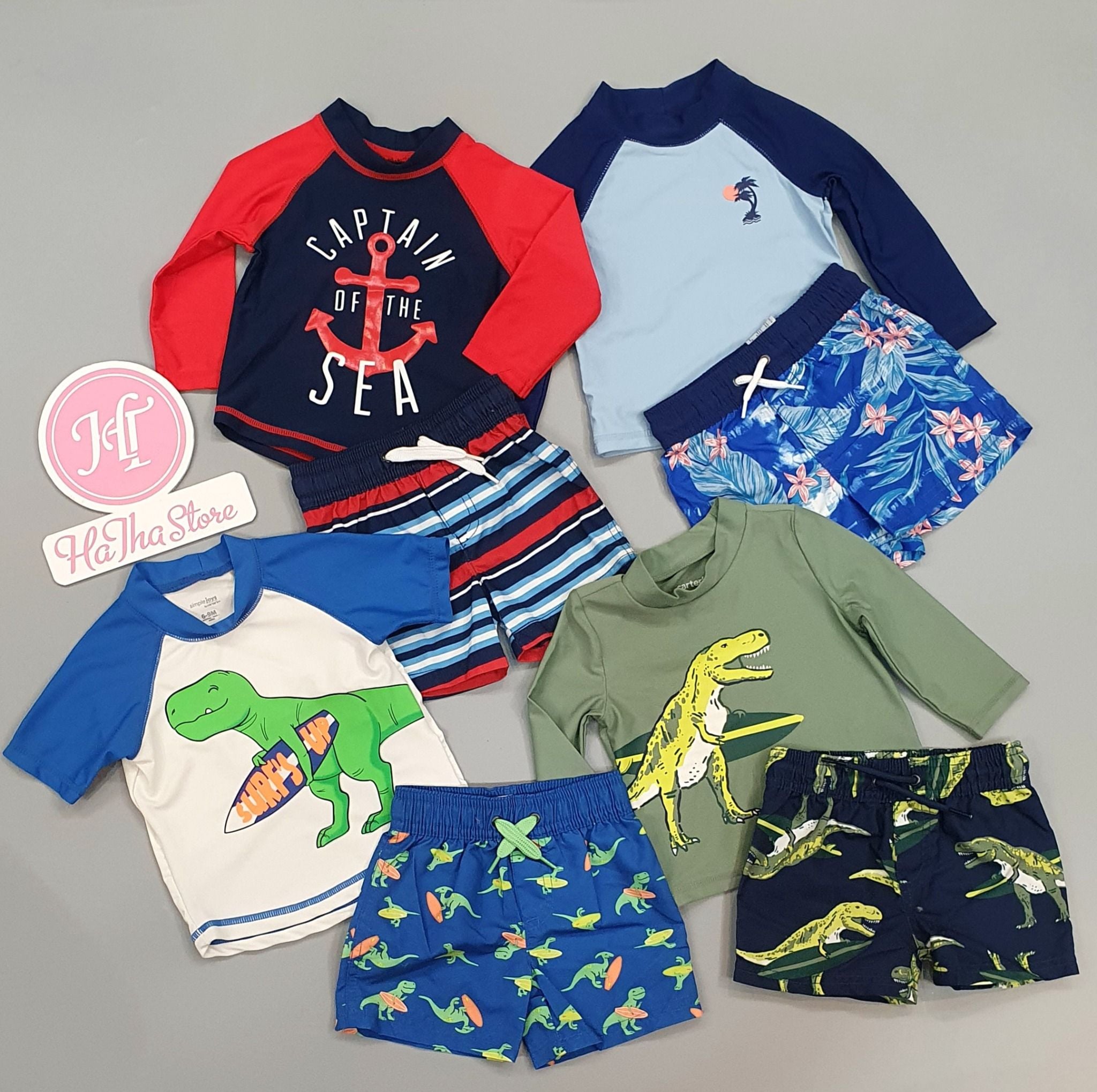  (3Y) Bộ bơi C4RTER xanh đen sun sea surf bé trai 13-15kg 