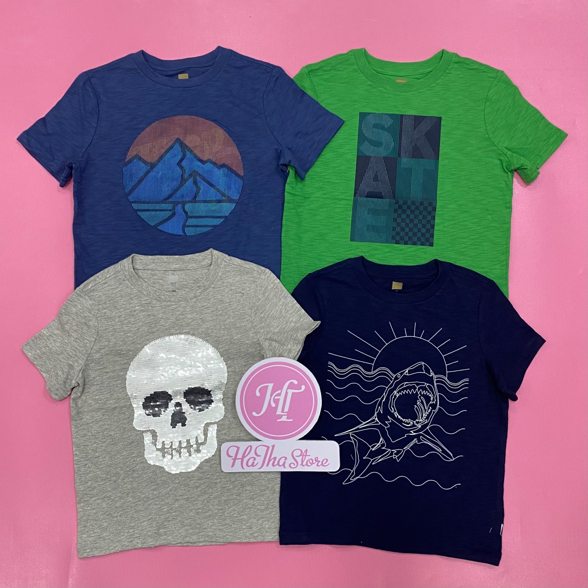  (Size S) Áo thun G4P xanh skate bé trai 