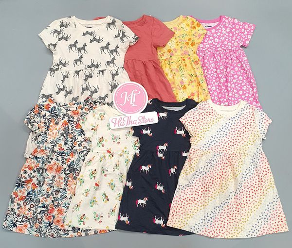  (5y) Đầm thun 2 dây 0ldNavy cam loang bé gái 