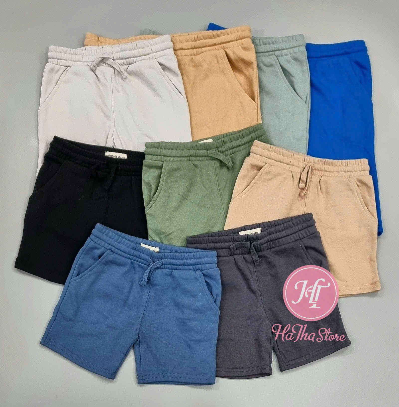  Quần short thun S&S xanh nhạt bé trai 