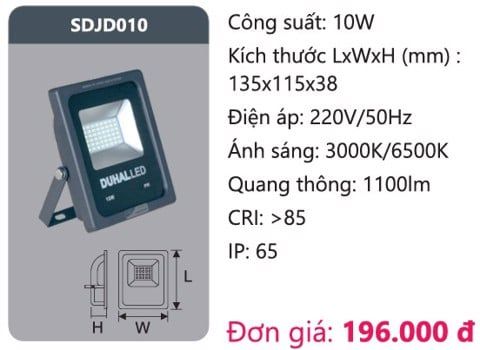  ĐÈN LED PHA DUHAL - CÔNG SUẤT 10W 