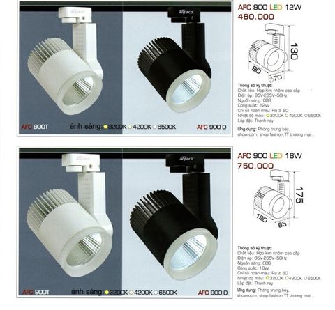  ĐÈN RỌI LED GẮN THANH RAY ANFACO 7W. 9W. 12W. 18W. 