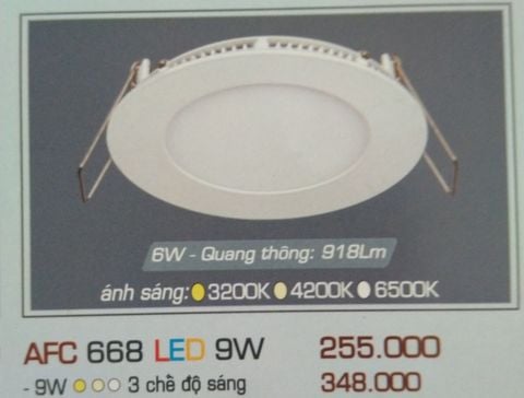  ĐÈN LED ÂM TRẦN ANFACO 9W - AFC668 LED 9W 