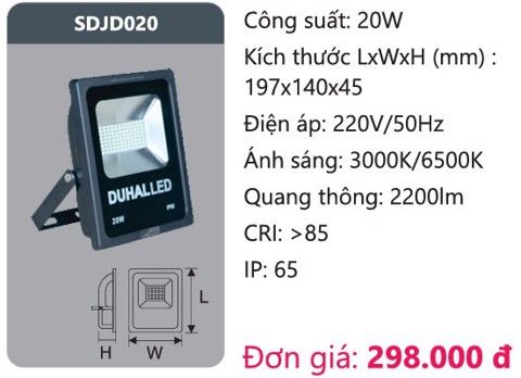  ĐÈN LED PHA DUHAL - CÔNG SUẤT 20W 