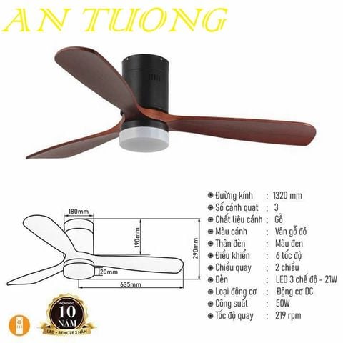  quạt trần đèn 3 cánh trang trí phòng khách, phòng ngủ, phòng bếp, căn hộ chung cư 01 