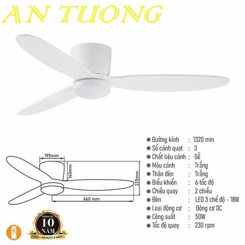  quạt trần đèn 3 cánh trang trí phòng khách, phòng ngủ, phòng bếp, căn hộ chung cư 02 