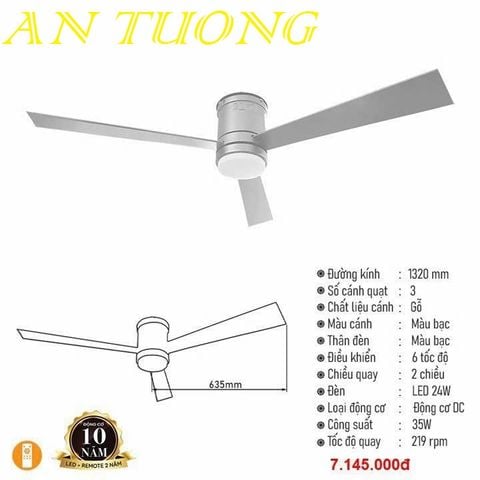  quạt trần đèn 3 cánh trang trí phòng khách, phòng ngủ, phòng bếp, căn hộ chung cư 03 