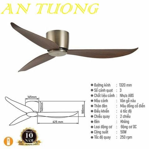  quạt trần đèn 3 cánh trang trí phòng khách, phòng ngủ, phòng bếp, căn hộ chung cư 04 