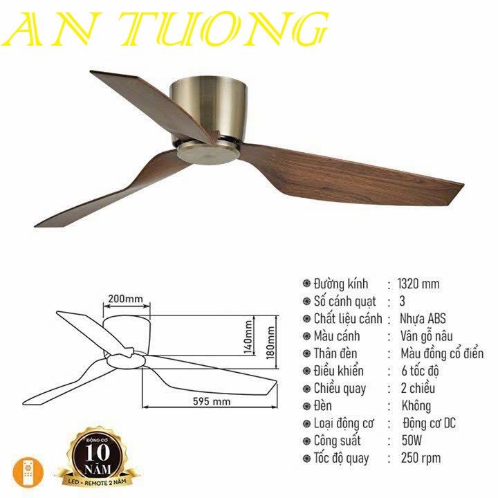 quạt trần đèn 3 cánh trang trí phòng khách, phòng ngủ, phòng bếp, căn hộ chung cư 07