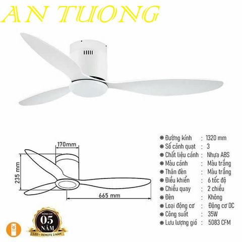  quạt trần đèn 3 cánh trang trí phòng khách, phòng ngủ, phòng bếp, căn hộ chung cư 09 