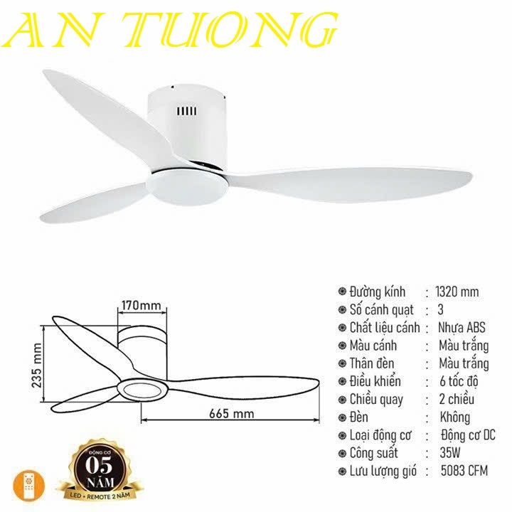 quạt trần đèn 3 cánh trang trí phòng khách, phòng ngủ, phòng bếp, căn hộ chung cư 09