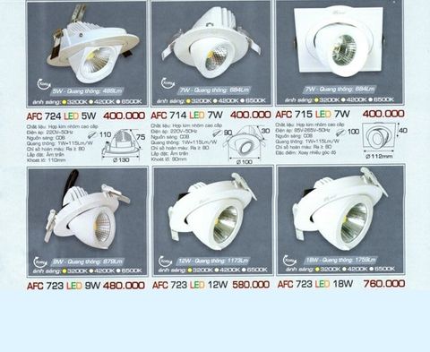  ĐÈN LED ÂM TRẦN CHIẾU ĐIỂM ANFACO 9W. 12W. 18W 