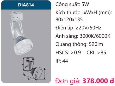 ĐÈN LED RỌI ĐIỂM GẮN THANH RAY DUHAL 5W DIA814