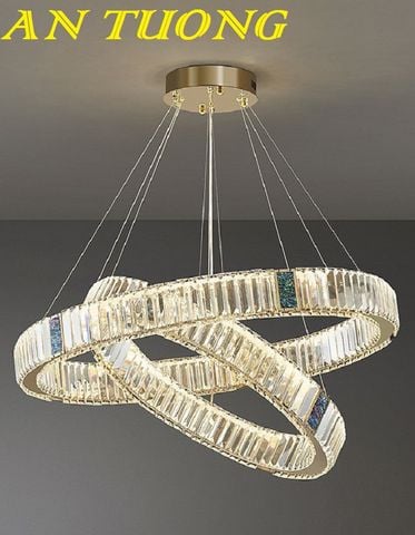  đèn thả trần 2 vòng pha lê decor trang trí phòng khách, phòng bếp đẹp hiện đại 002 