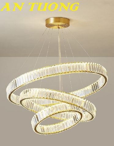  đèn thả trần 3 vòng pha lê decor trang trí phòng khách, phòng bếp đẹp hiện đại 001 