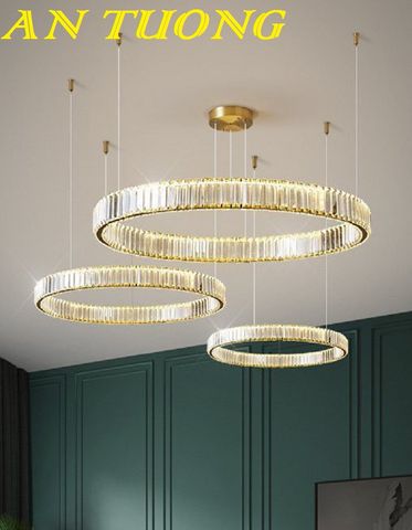  đèn thả trần 3 vòng pha lê decor trang trí phòng khách, phòng bếp đẹp hiện đại 002 
