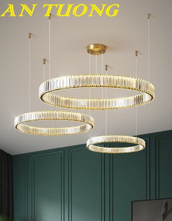 đèn thả trần 3 vòng pha lê decor trang trí phòng khách, phòng bếp đẹp hiện đại 002