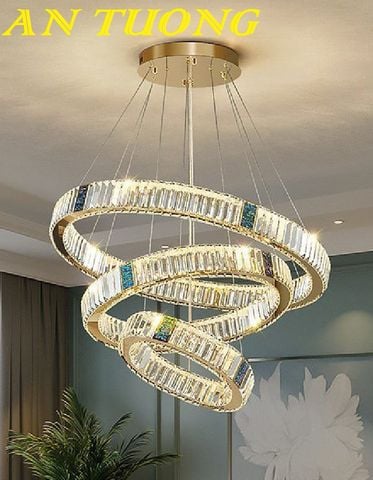  đèn thả trần 3 vòng pha lê decor trang trí phòng khách, phòng bếp đẹp hiện đại 003 