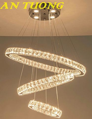  đèn thả trần 3 vòng pha lê decor trang trí phòng khách, phòng bếp đẹp hiện đại 005 