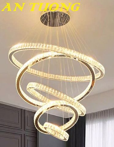  đèn thả trần 5 vòng pha lê decor trang trí phòng khách, phòng bếp đẹp hiện đại 001 