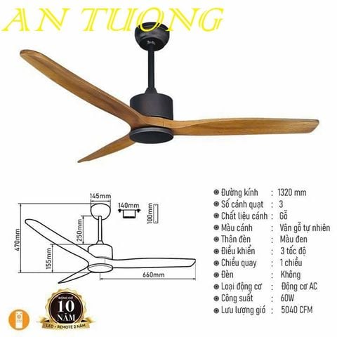 quạt trần đèn 3 cánh trang trí phòng khách, phòng ngủ, phòng bếp, căn hộ chung cư 018 
