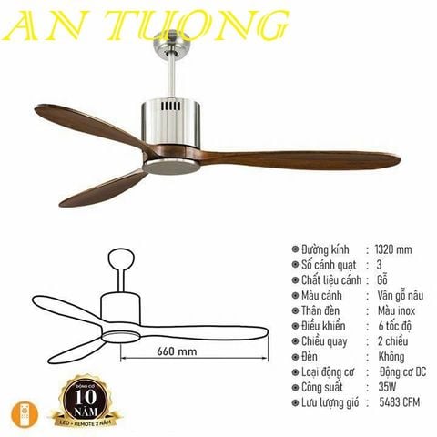  quạt trần đèn 3 cánh trang trí phòng khách, phòng ngủ, phòng bếp, căn hộ chung cư 019 