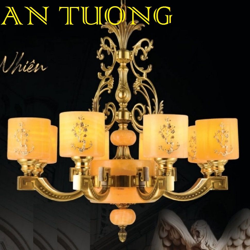 đèn chùm đồng trang trí phòng khách cổ điển, biệt thự cổ điển, tân cổ điển 010