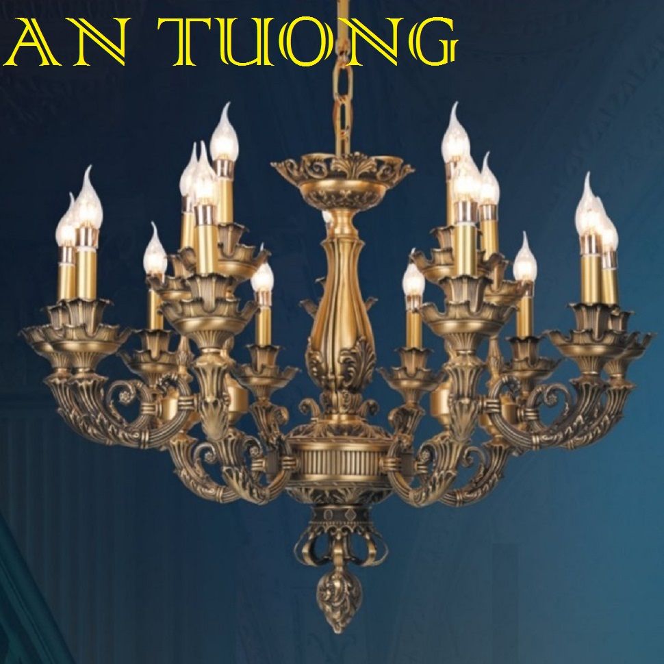 đèn chùm đồng trang trí phòng khách cổ điển, biệt thự cổ điển, tân cổ điển 016