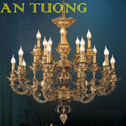  đèn chùm đồng trang trí phòng khách cổ điển, biệt thự cổ điển, tân cổ điển 017 