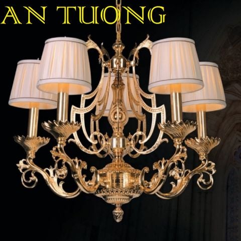  đèn chùm đồng trang trí phòng khách cổ điển, biệt thự cổ điển, tân cổ điển 018 