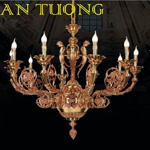  đèn chùm đồng trang trí phòng khách cổ điển, biệt thự cổ điển, tân cổ điển 021 