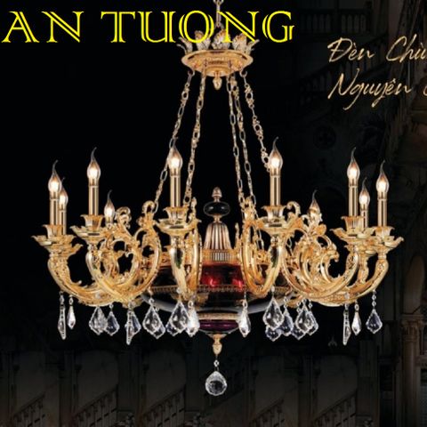  đèn chùm đồng trang trí phòng khách cổ điển, biệt thự cổ điển, tân cổ điển 023 