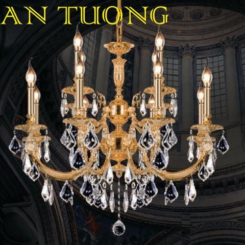  đèn chùm đồng trang trí phòng khách cổ điển, biệt thự cổ điển, tân cổ điển 025 