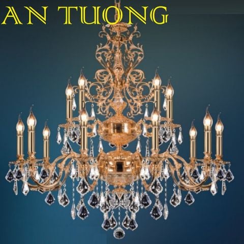  đèn chùm đồng trang trí phòng khách cổ điển, biệt thự cổ điển, tân cổ điển 027 