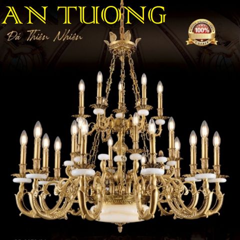  đèn chùm đồng trang trí phòng khách cổ điển, biệt thự cổ điển, tân cổ điển 029 