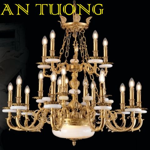  đèn chùm đồng trang trí phòng khách cổ điển, biệt thự cổ điển, tân cổ điển 030 