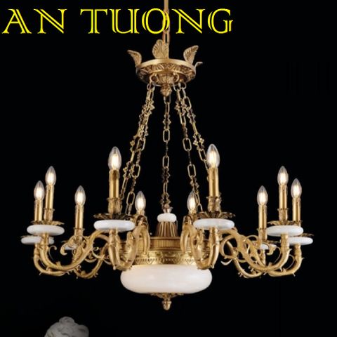  đèn chùm đồng trang trí phòng khách cổ điển, biệt thự cổ điển, tân cổ điển 031 