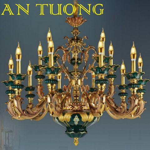  đèn chùm đồng trang trí phòng khách cổ điển, biệt thự cổ điển, tân cổ điển 033 