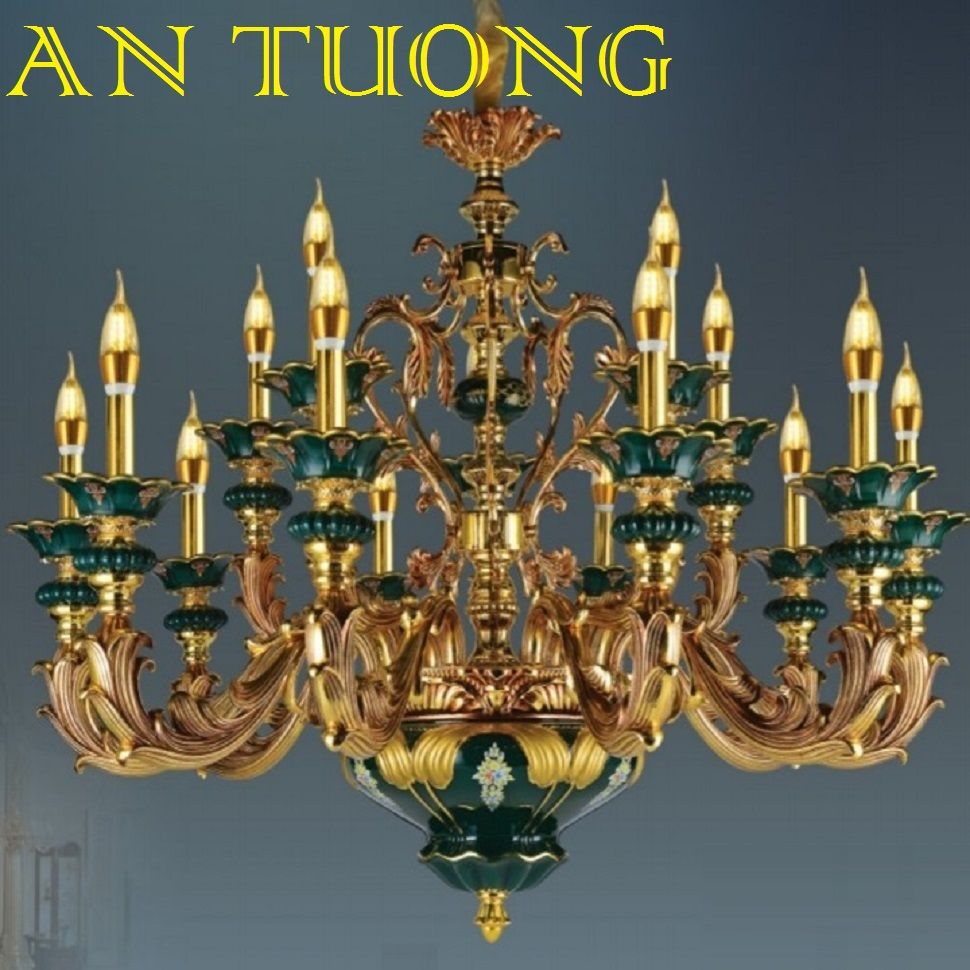 đèn chùm đồng trang trí phòng khách cổ điển, biệt thự cổ điển, tân cổ điển 033