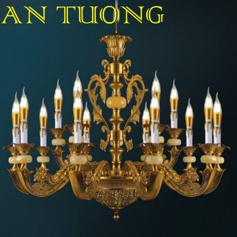  đèn chùm đồng trang trí phòng khách cổ điển, biệt thự cổ điển, tân cổ điển 036 