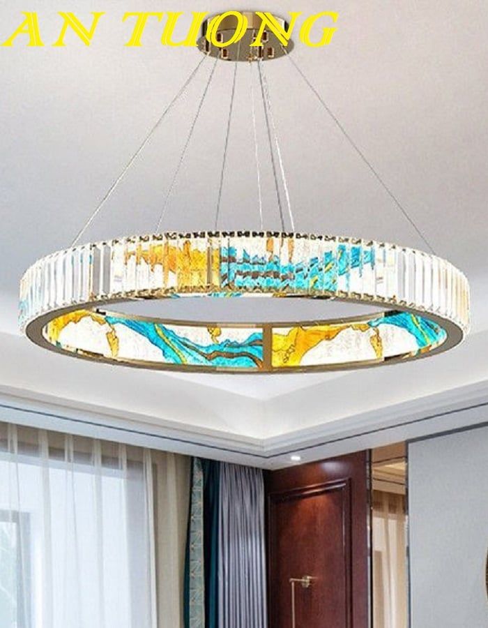 đèn thả trần vòng pha lê decor trang trí phòng khách, phòng bếp đẹp hiện đại 002