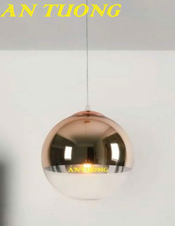 đèn thả trần thủy tinh màu vàng hồng gương decor trang trí quầy bar, cafe, bàn ăn phòng bếp đẹp hiện đại