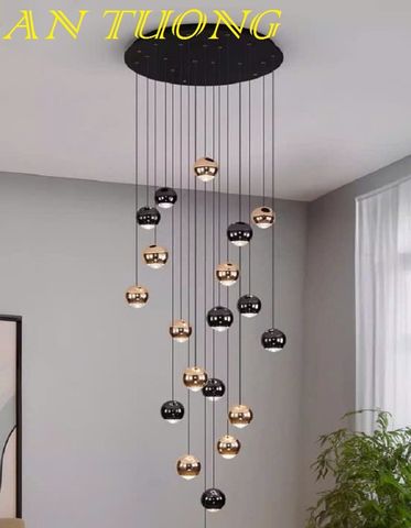  đèn chùm thông tầng treo thả trần trang trí phòng khách thông tầng cầu thang đẹp, hiện đại 013 